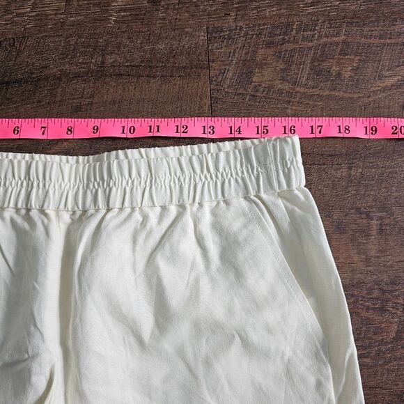 New J. Crew elastic waist shorts white linen cotton pockets 10 medium - Picture 6 of 8